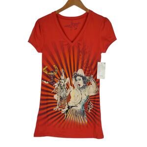 Vintage 2000s Cirque Du Soleil T Shirt Womens M Red Art Tunic Tee Y2k Short Slee